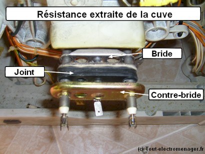 Résistance de lave-linge démontée