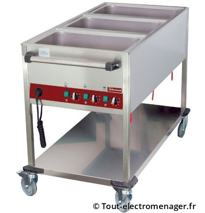 Chariot bain marie à 3 zone de chauffe
